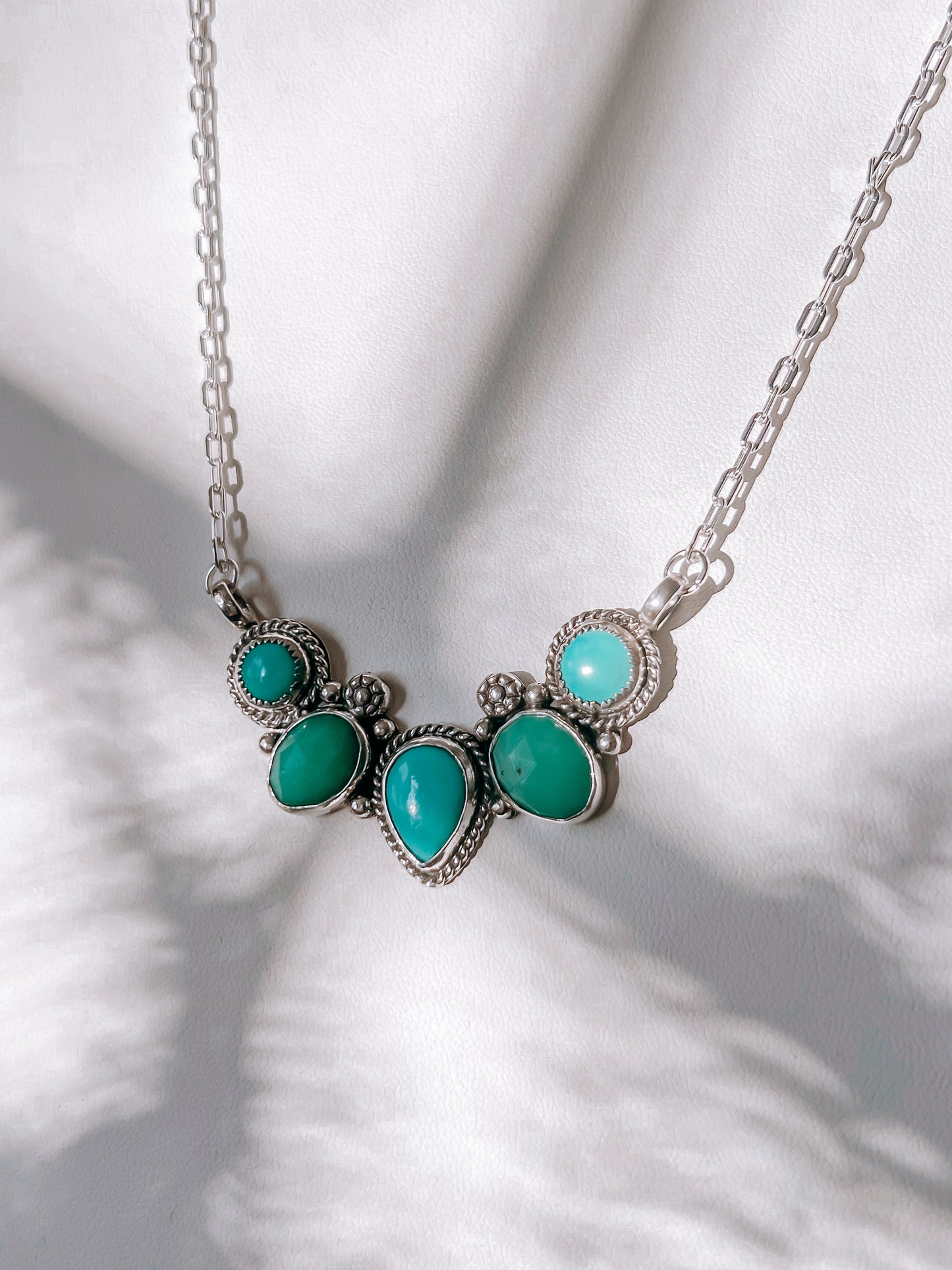 Arizona Turquoise & Chrysoprase Cluster Necklace