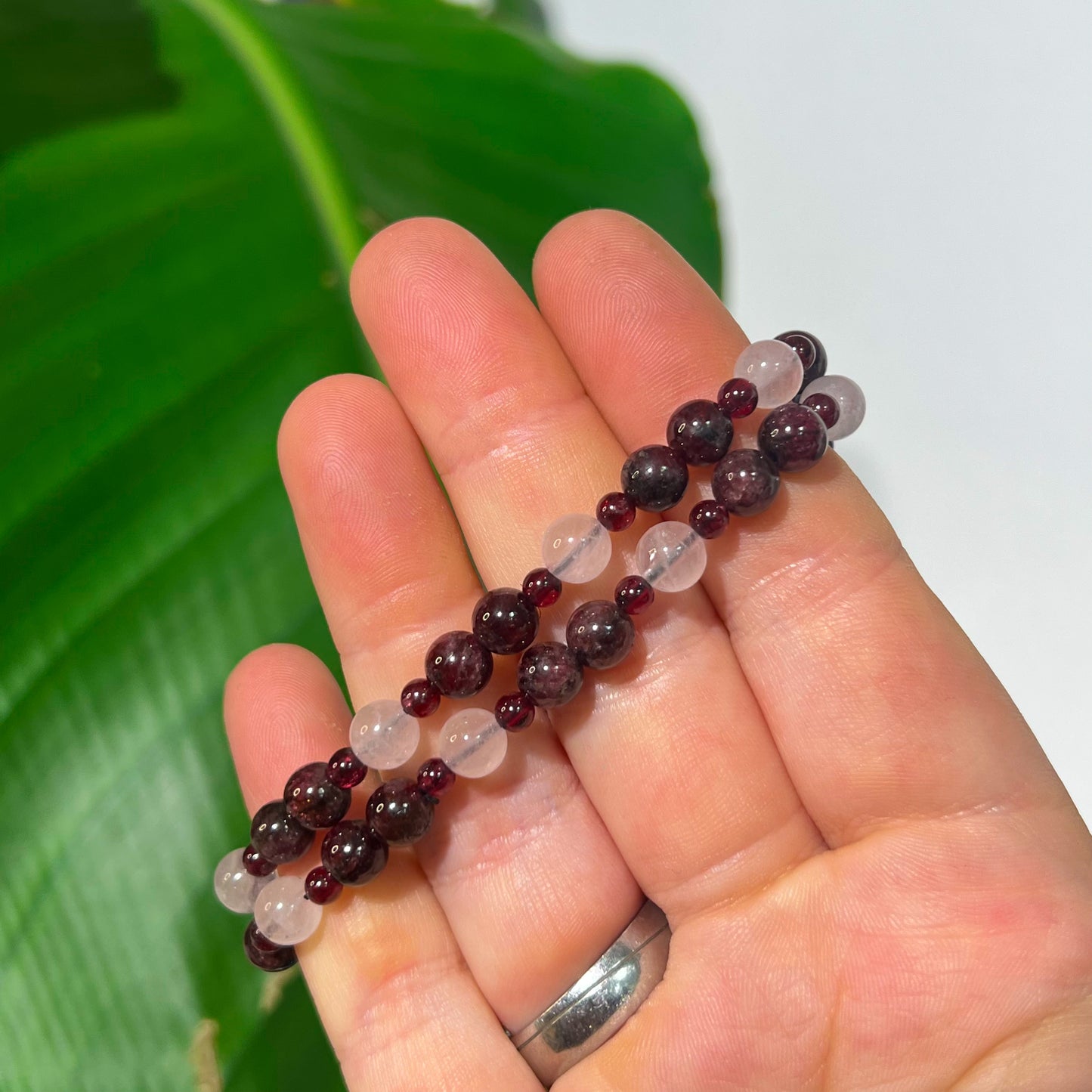 Garnet & Rose Quartz Bracelet