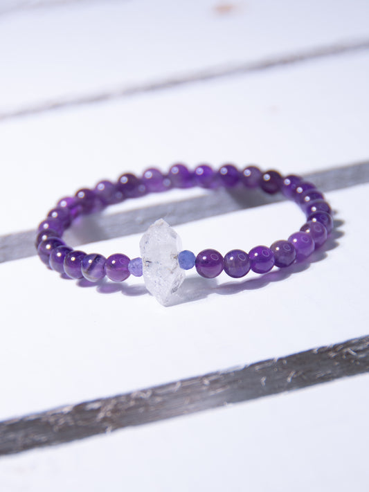 Amethyst & Iolite & Herkimer Diamond Bracelet