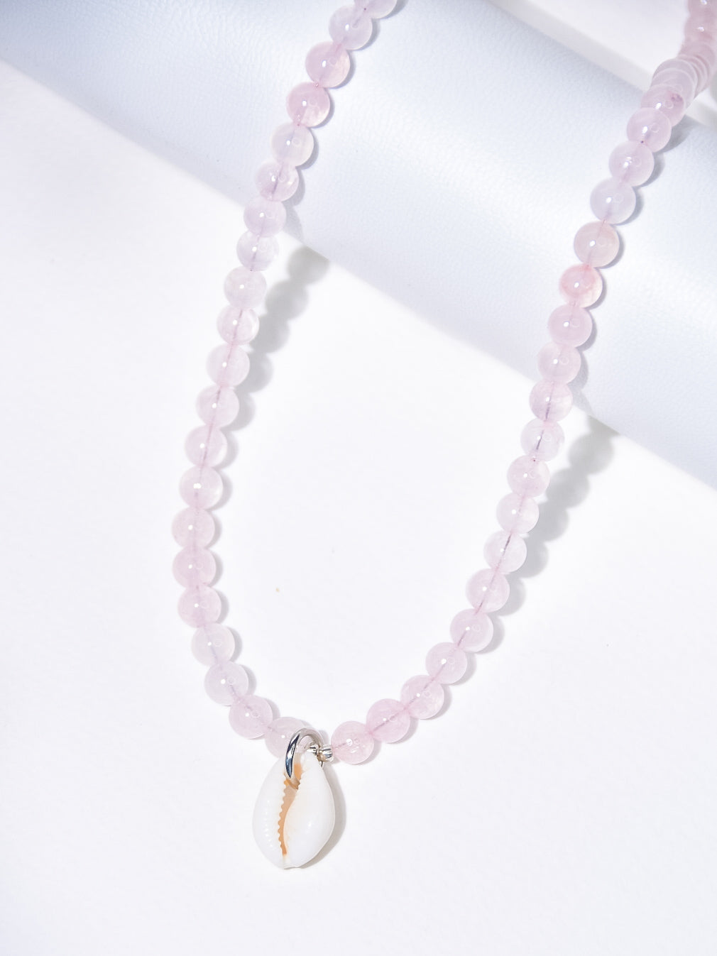 Rose Quartz Cowrie Shell Necklace