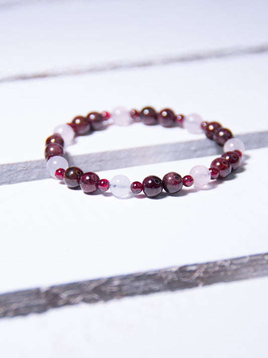 Garnet & Rose Quartz Bracelet