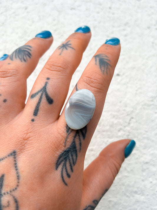 Grey Botswana Agate Gem • custom Ring