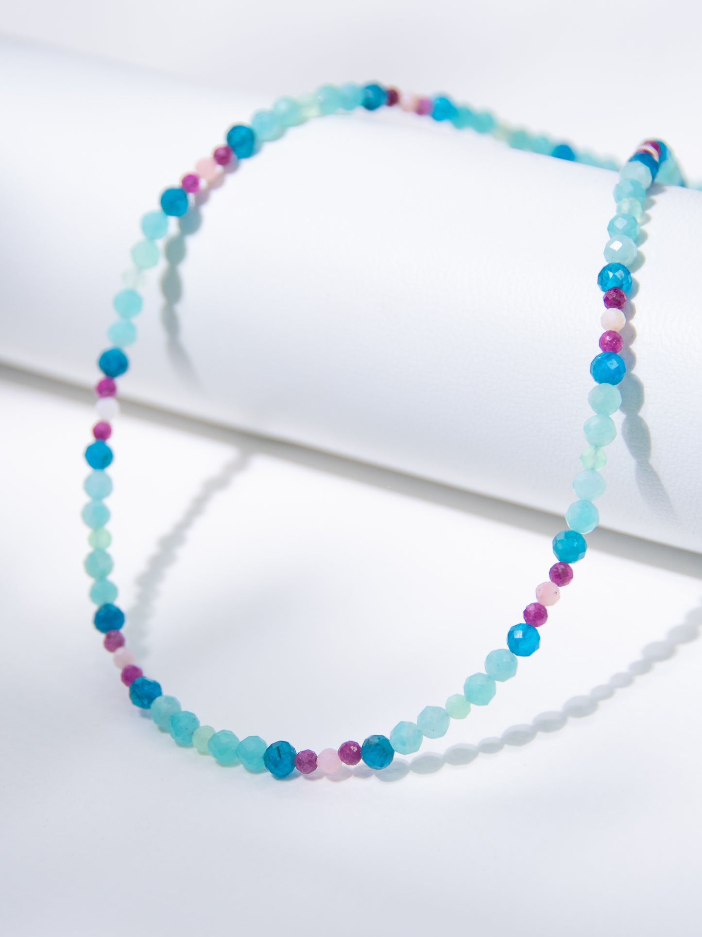 Amazonite, Apatite, Ruby, pink Opal & Chrysoprase Choker Necklace