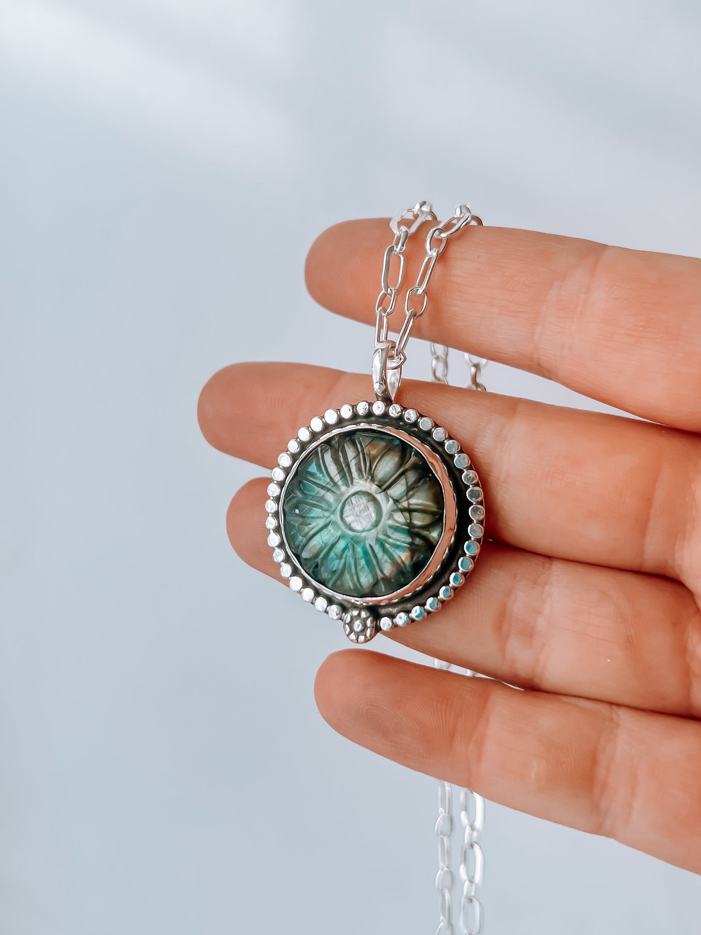 Labradorite Sunflower Necklace