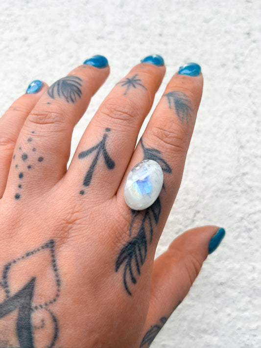 Rainbow Moonstone Gem • custom Ring