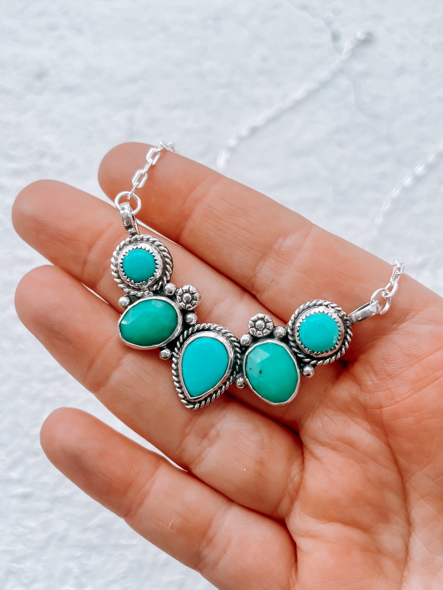 Arizona Turquoise & Chrysoprase Cluster Necklace