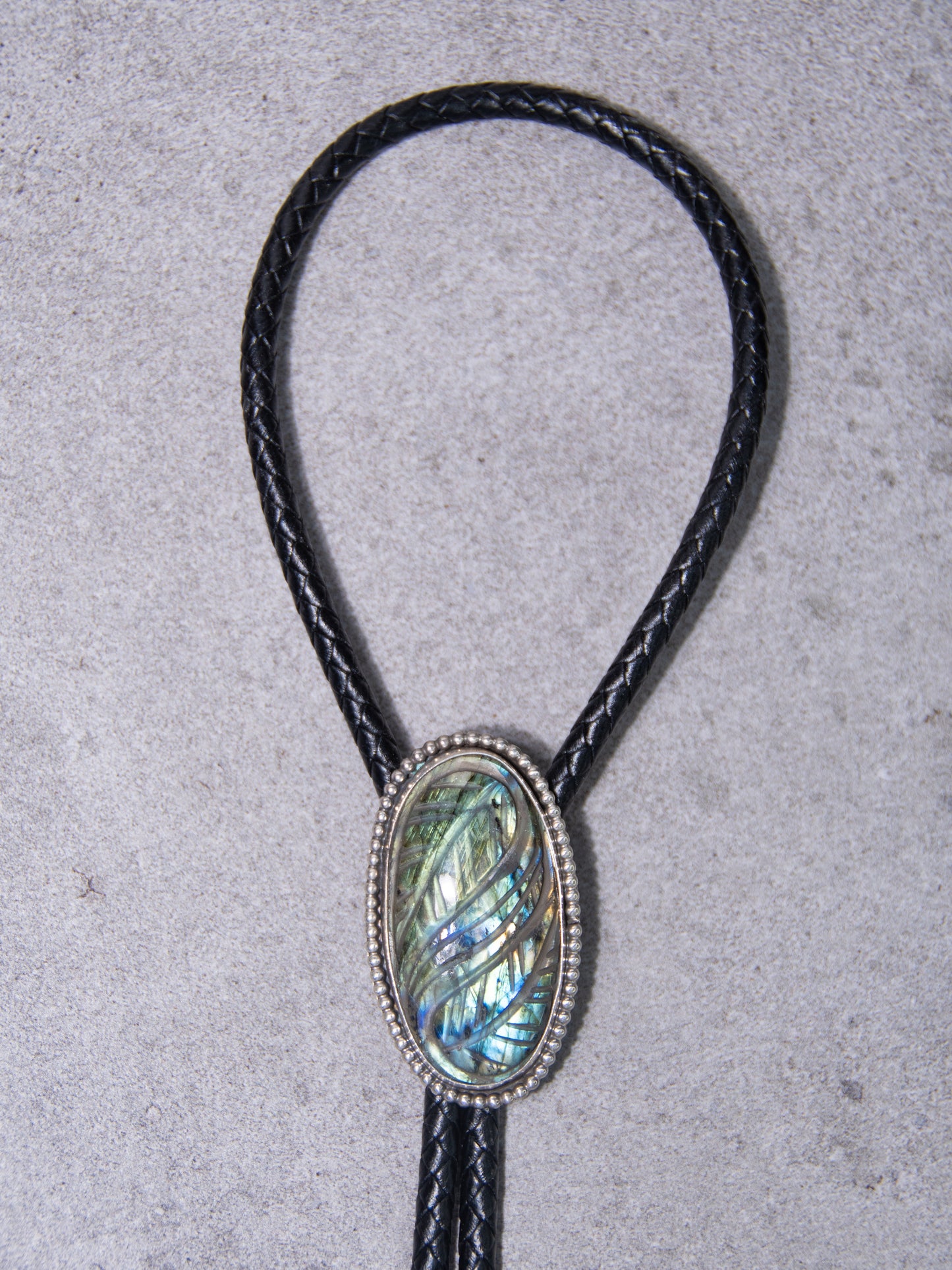 Labradorite Bolo Tie (black)