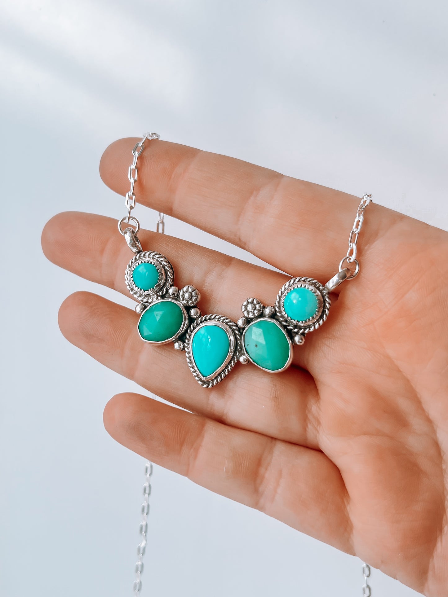 Arizona Turquoise & Chrysoprase Cluster Necklace