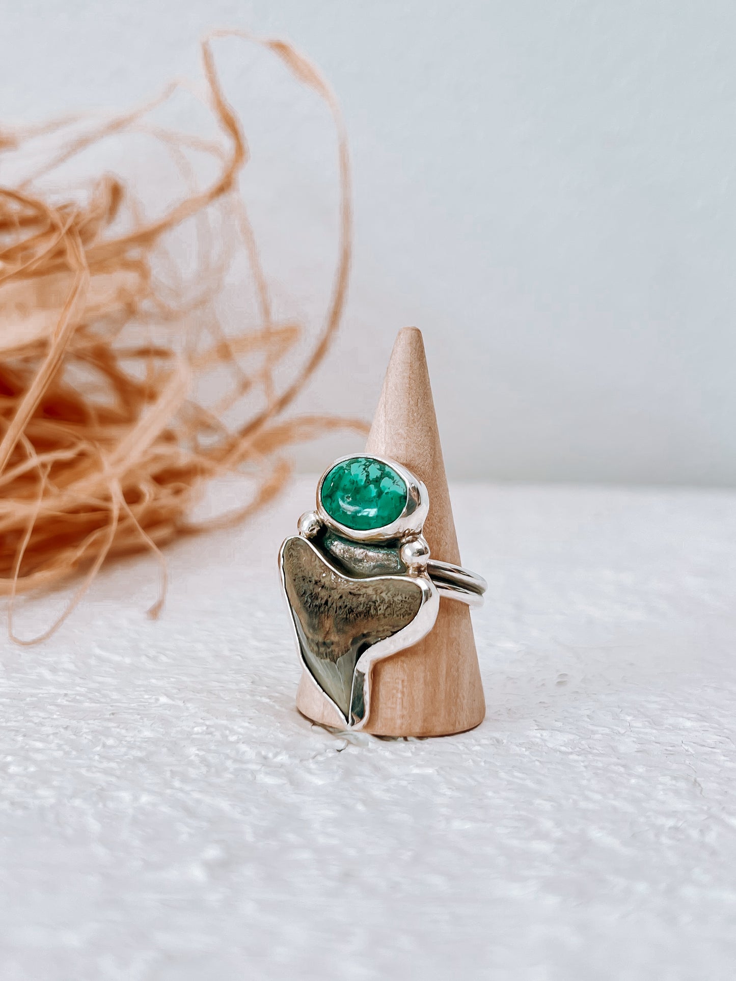 Shark Tooth & Turquoise Ring (8.5)