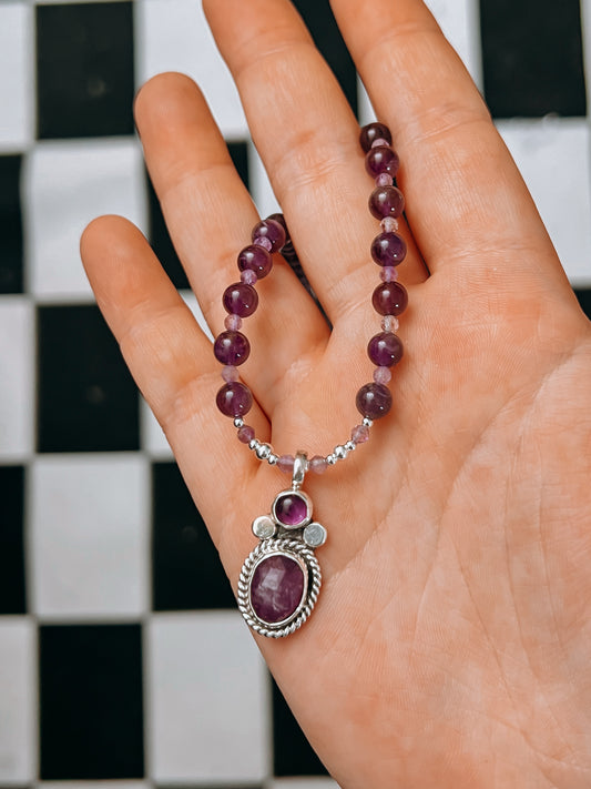 Amethyst & Lepidolite Necklace