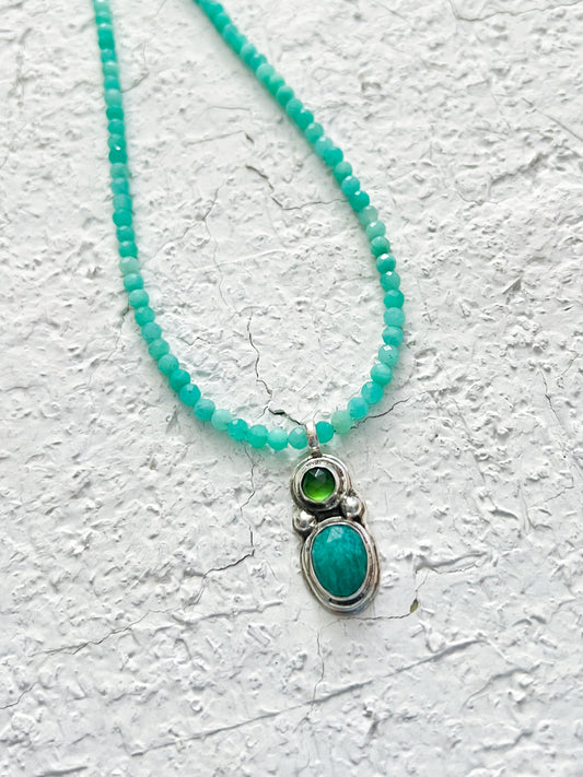 Serpentine & Amazonite Necklace