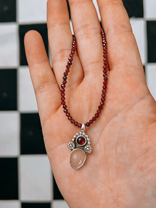 Garnet & Rose Quartz Necklace