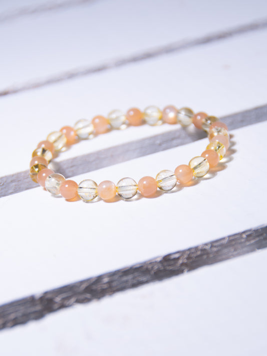 Citrine & Peach Moonstone Bracelet