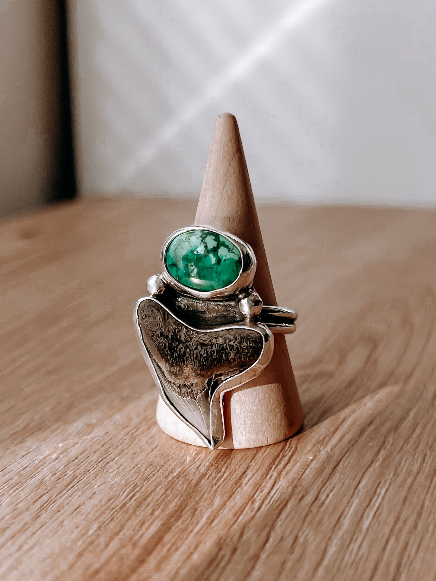 Shark Tooth & Turquoise Ring (8.5)