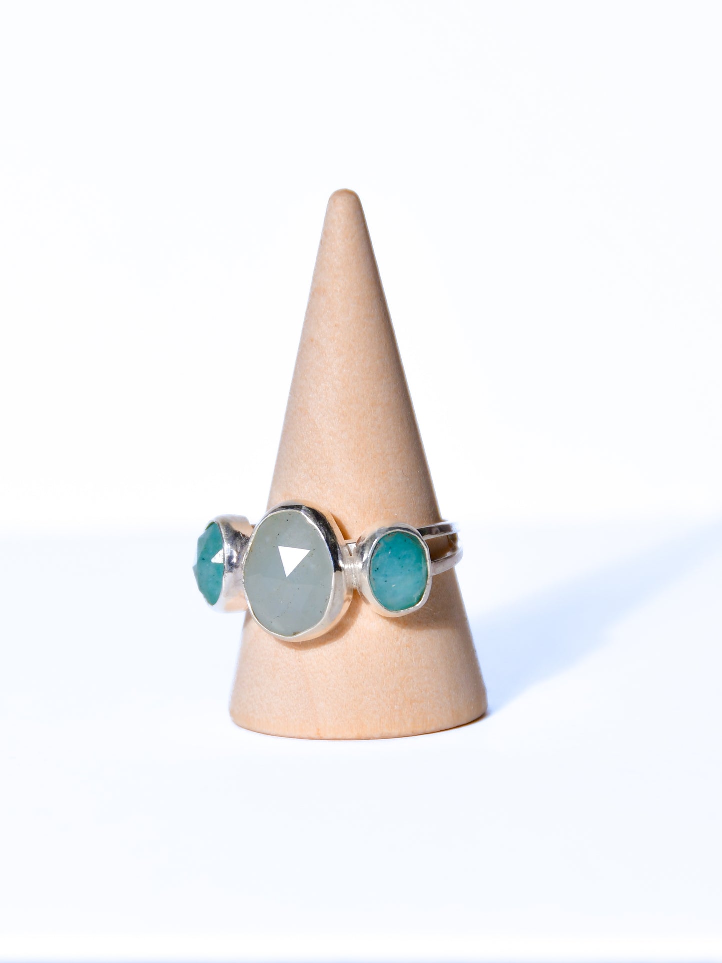 Aquamarine x Amazonite Triple Ring (adjustable)