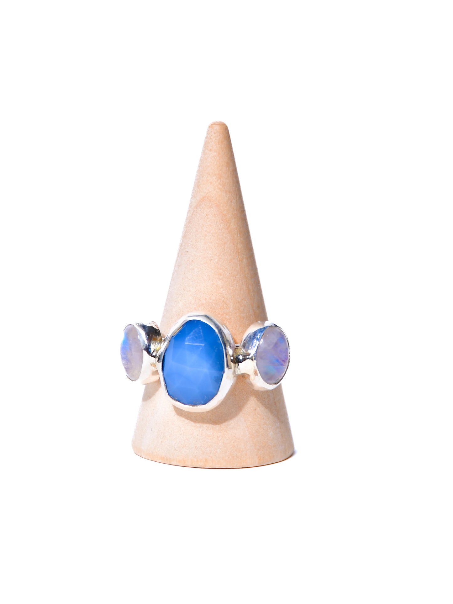 Blue Opal & Moonstone Triple Ring (adjustable)