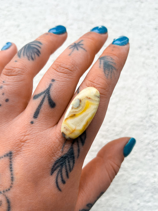 Yellow Crazy Lace Agate Gem • custom Ring