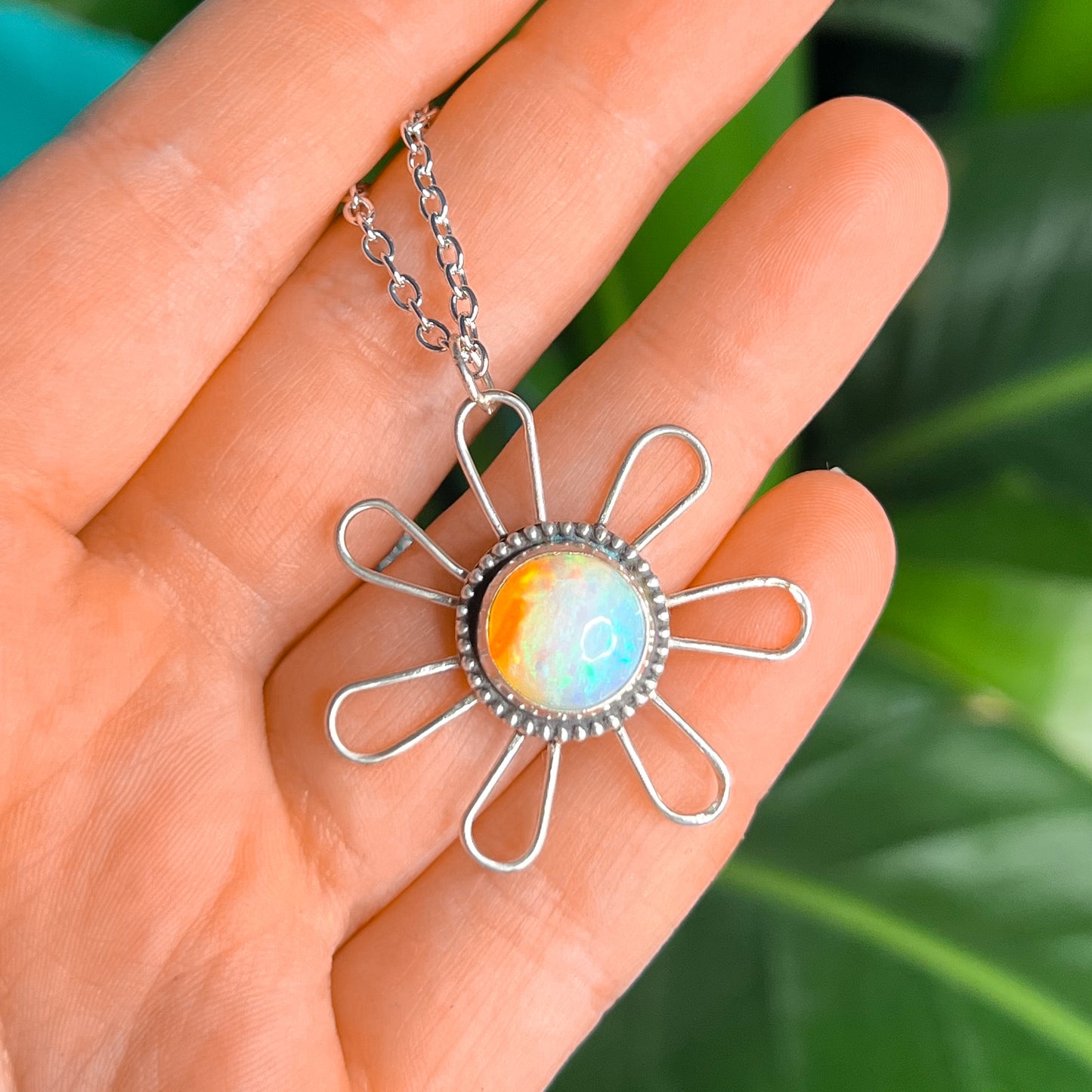 Opal Flower Necklace (large)